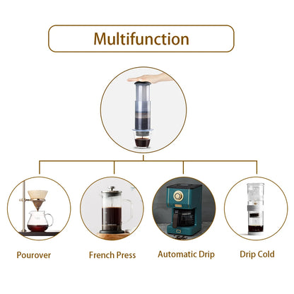300ml AeroPress Machine Espresso Coffee Maker Portable Cafe French Press Coffee Pot With Filter Paper Kit Bar Set with Grinder