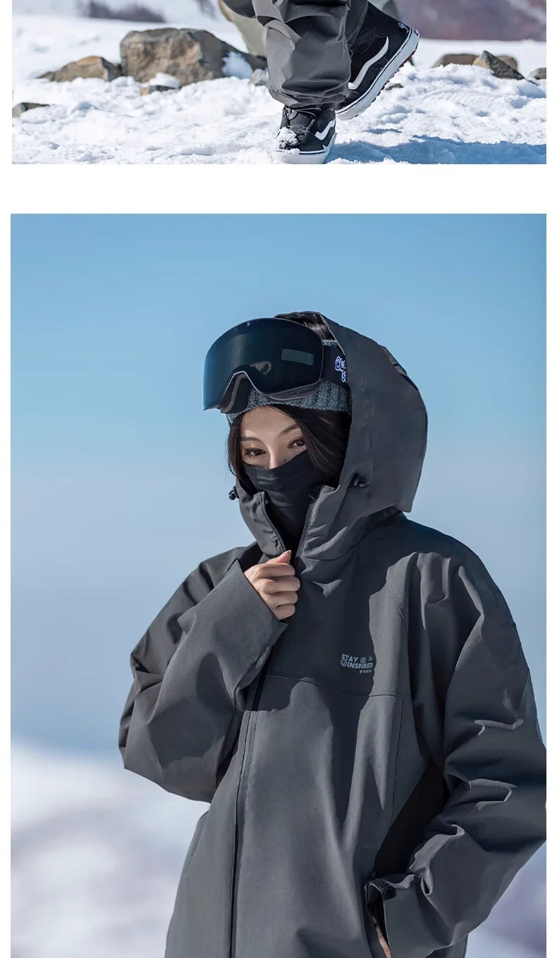 John snow 2024 New Male female couple Single and double board Ski suit set Loose type waterproof keep warm Ski pants ski jackets