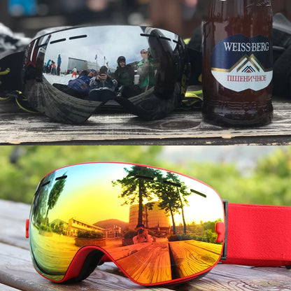 PHMAX Ski Goggles Men Snowboard Glasses Women Winter Outdoor Snow Sunglasses UV400 Double Layers Lens Anti-Fog Skiing Goggles