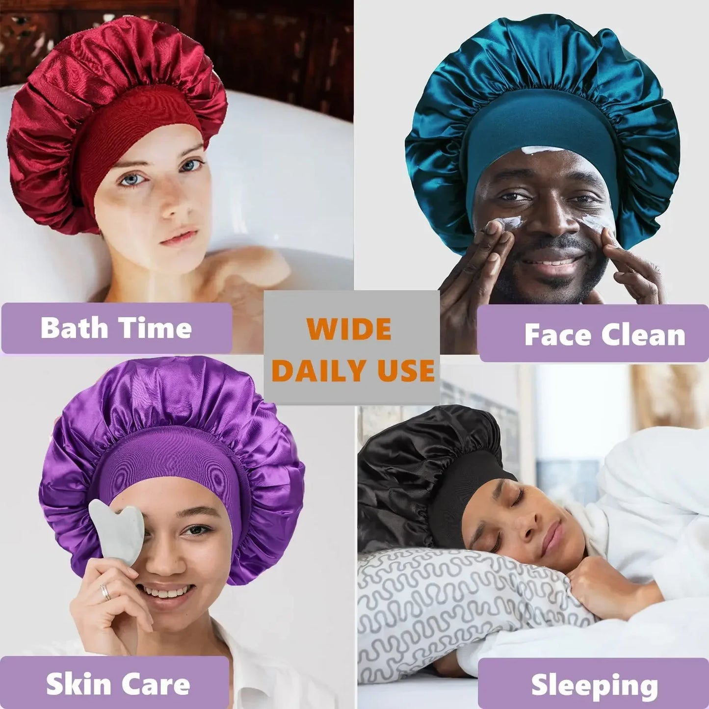 Hundreds of High Elasticity Hair Care Cap Moon Hat Wrapped Headscarf Beauty Cap Shower Cap Female Nursing Satin Sleeping Cap