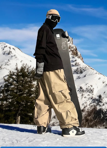 Men and Women's Oversized Ski Pants Waterproof Breathable Thermal Fleece Lining Snowboard Winter Overalls  Pants