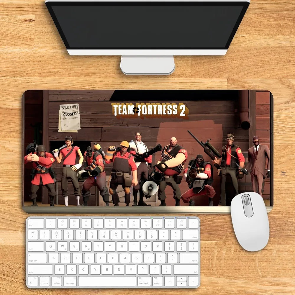 Game T-Team F-Fortress 2 Mousepad Computer Laptop Extended Mouse Mats Large Rubber Keyboards Table Mat Accessories
