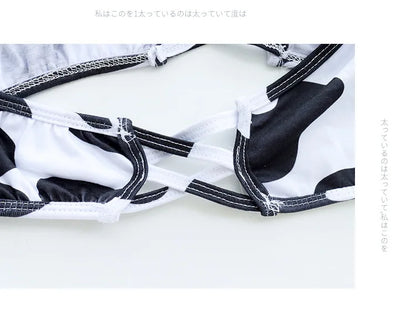 Cow Series Swimsuit Bodysuit Bikini Maid Unifrom Costume Summer Beach Kawaii Girl Swimwear Skirt Uniform Set Cosplay