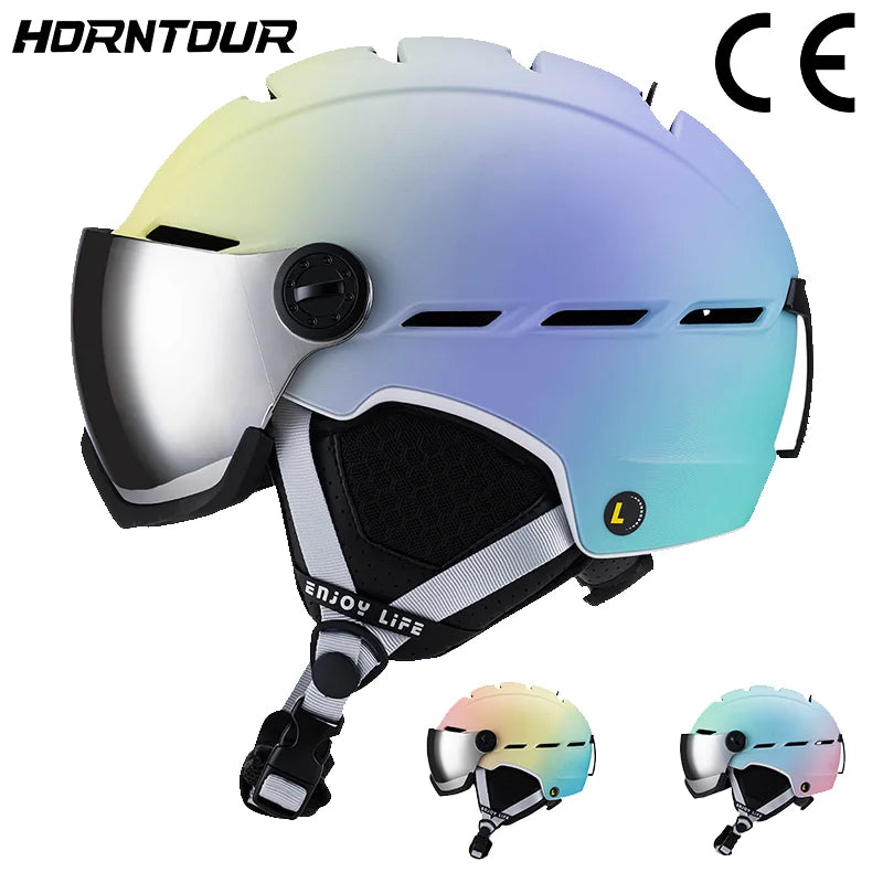 Horntour professional integrated ski helmet anti-collision warmth men and women outdoor single board double board ski equipment