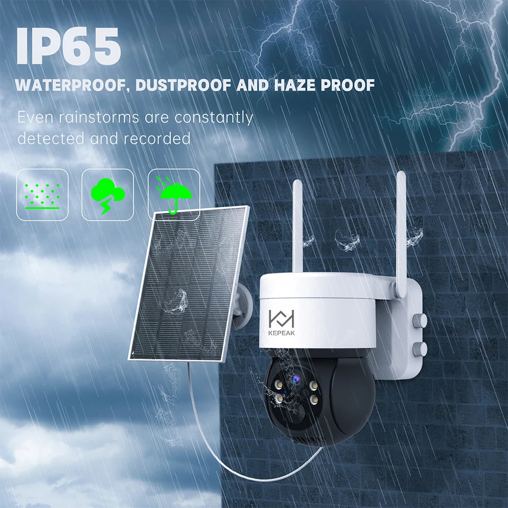 Built-in Battery Outdoor Wireless Solar IP Camera  WiFi PTZ 1080P Video Surveillance Long Time Standby Waterproof