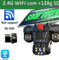 8K 15MP Three Screen 10X Zoom Wifi Surveillance Camera V380 Pro 4G Camera Solar Outdoor Waterproof Battery Security CCTV Solar