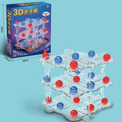 Fun Interactive Chess Board Game Set and 3D Tic-Tac-Toe, Learning & Strategy Development Toys