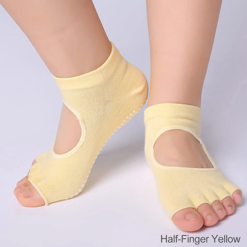 Women Colorful Yoga Socks Non-Slip Ladies Dance Socks Cotton Healthy Sports Five-toed Socks