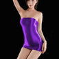 Sexy Oil Satin Glossy Shiny Sheer Micro Mini Dress See Through Bodycon Sexy Tight Pencil Cute Dress Smooth Bandage Dress Club