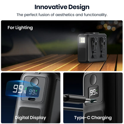 Warmco 20000mAh Portable Neck Waist Fan 72H Battery 4Speeds 15000RPM Clip On Wearable Belt Cooling Fan LED Flashlight Power Bank