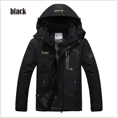 Winter Men's Parka Outdoor Lining Fleece-lined Thickened Windproof Warm Mountaineering Hooded Jacket Cold-resistant Ski Suit 6XL