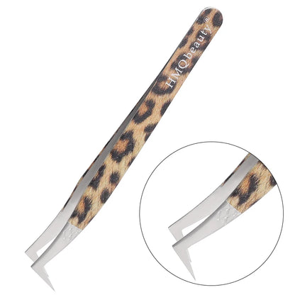 Leopard Eyelash Tweezers Stainless Steel High Quality Lash Tweezer For Lashes Extension Anti-Static 3D Accurate Clip Makeup Tool