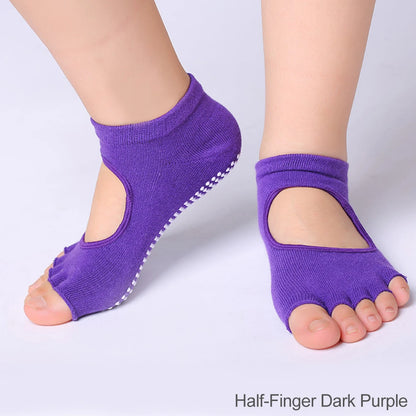 Women Colorful Yoga Socks Non-Slip Ladies Dance Socks Cotton Healthy Sports Five-toed Socks