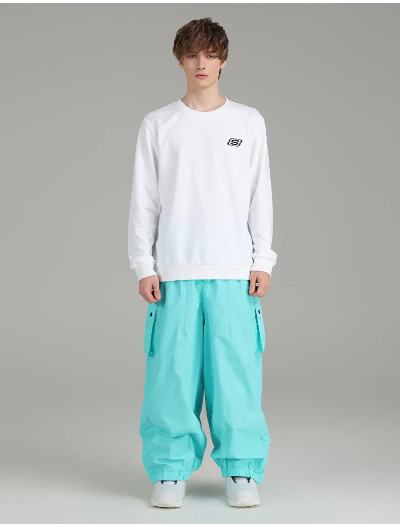 Ski Pants Elastic Waist Snowboard Wear Women Men Casual Solid Snow Pants Baggy Hip Hop Ski Clothing Loose Hipster Snow Trousers