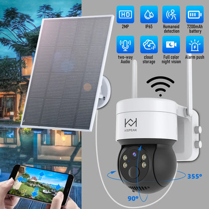 Built-in Battery Outdoor Wireless Solar IP Camera  WiFi PTZ 1080P Video Surveillance Long Time Standby Waterproof