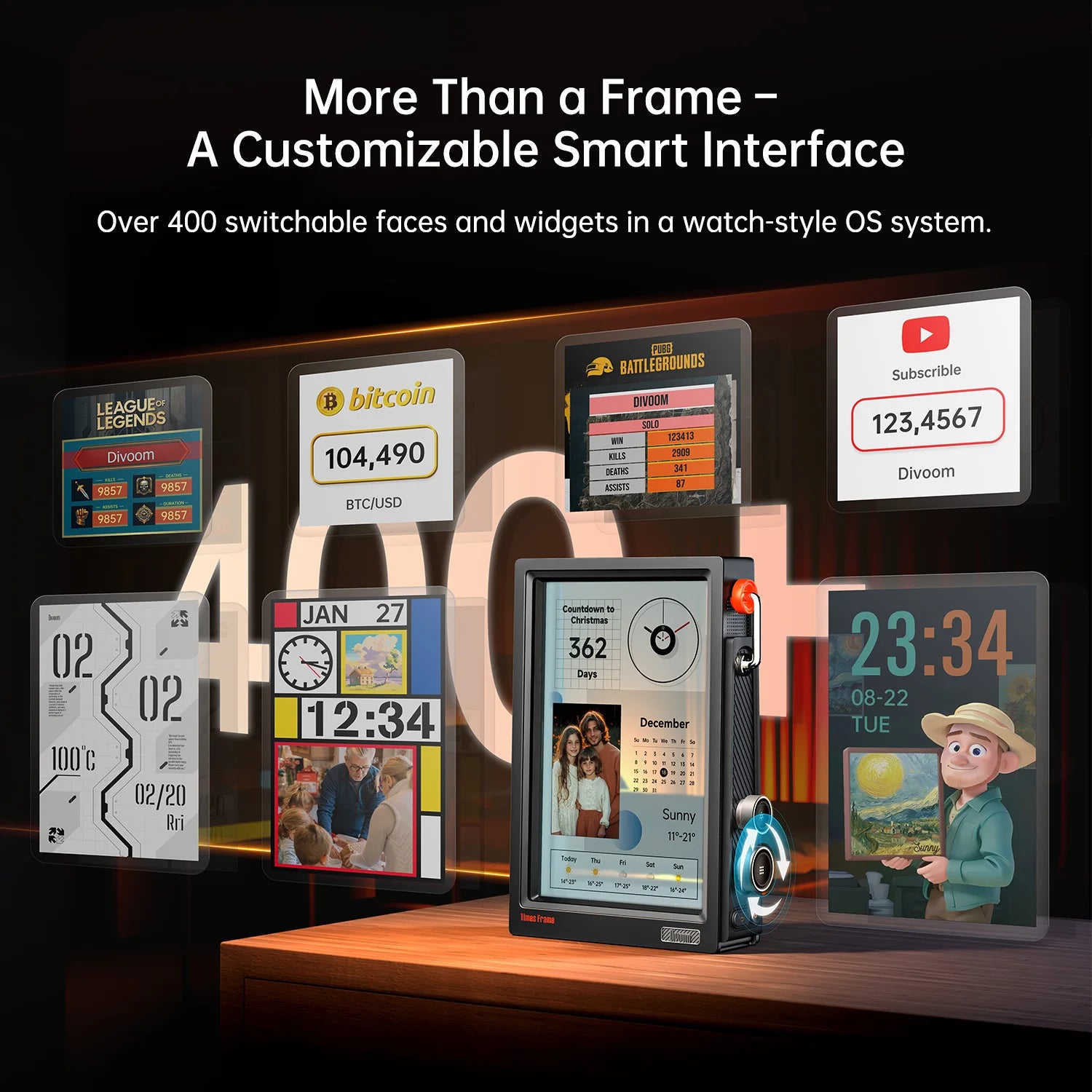 Divoom Times Frame Smart HD Screen | 10.1" DIY Digital Clock | Crypto Stocks Weather Calendar | Tech Gift Desk SetupPicture FramesGoWisse.com