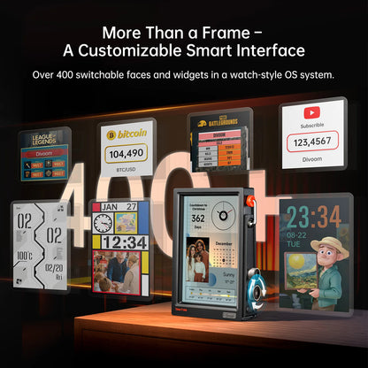 Divoom Times Frame Smart HD Screen | 10.1" DIY Digital Clock | Crypto Stocks Weather Calendar | Tech Gift Desk SetupPicture FramesGoWisse.com