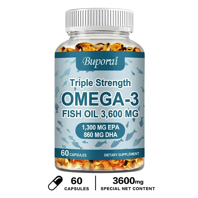 Omega-3 Fish Oil - Rich in DHA & EPA - Support Brain & Nervous System Health, Cardiovascular & Skin Health