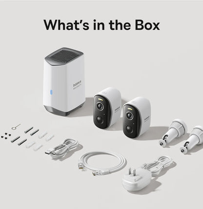 Baseus Security Protection Outdoor Camera N1 Series 2K 2-Cam Kit Wireless Home Security 210-Day Battery Life HomeKit 16TB Memory