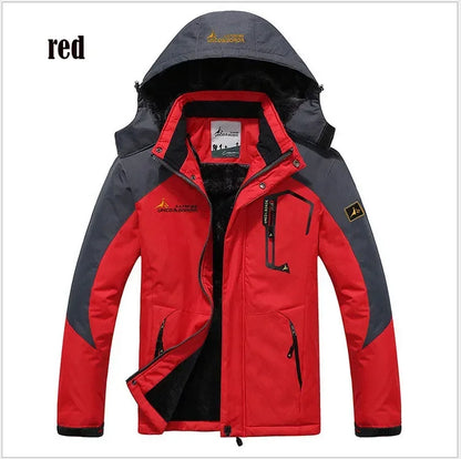 Winter Men's Parka Outdoor Lining Fleece-lined Thickened Windproof Warm Mountaineering Hooded Jacket Cold-resistant Ski Suit 6XL