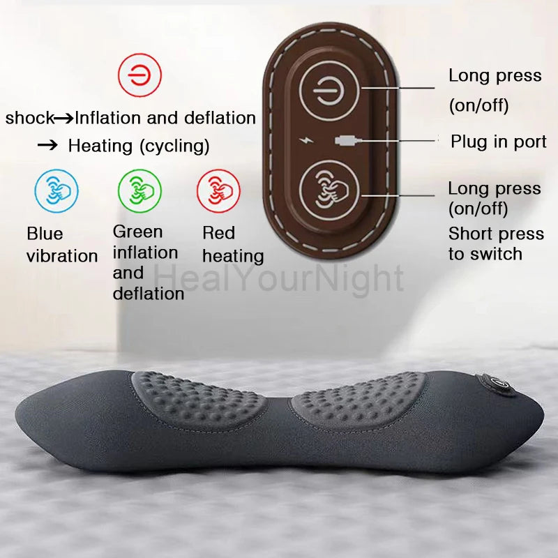 Waist Pillow Pad, Electric Massage, Lying Flat Waist Pain Waist Support, with Heating, Vibrating Features.