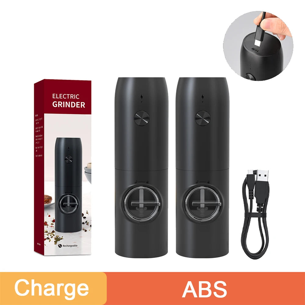 Rechargeable Electric Salt And Pepper Grinder Set With LED USB Charging Base Stainless Steel Automatic Spice Grinder Pepper Mill