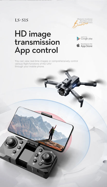 Popular S1S drone 8K high-definition dual camera brushless motor four axis foldable obstacle avoidance aircraft children's toy