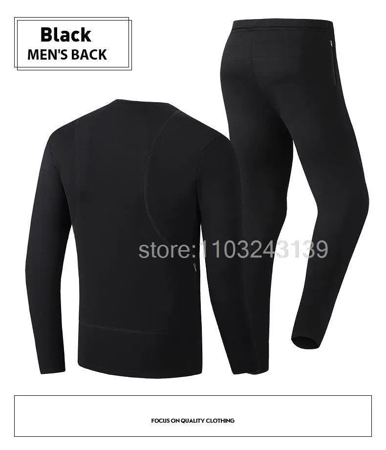 Winter Heated Thermal Underwear Men Heating Jacket Skiwear Heated Jacket Fleece Warm Top Pants USB Electric Heating Clothing
