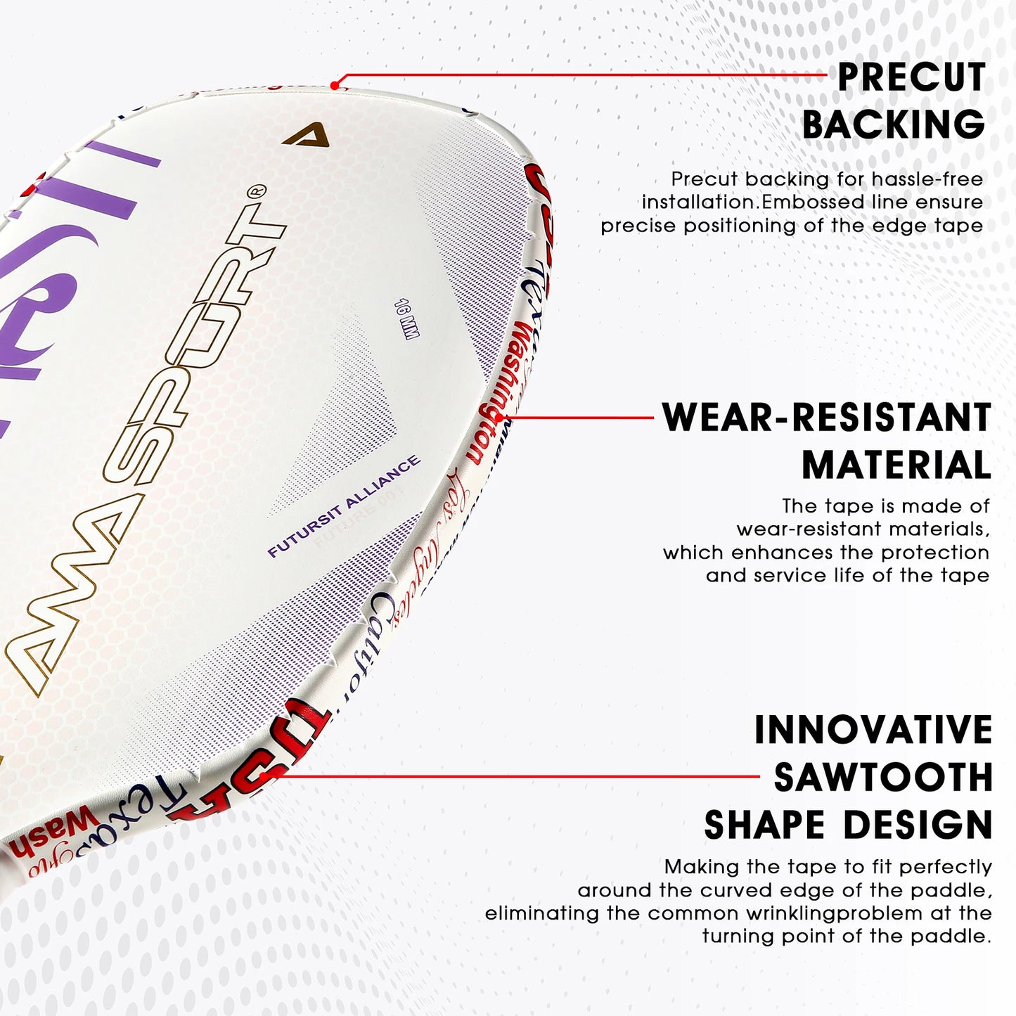AMASPORT 2Pack Pickleball Paddle Edge Tape 20/23/26mm Paddle Head Edge Guard Racket Edge Protection Tape