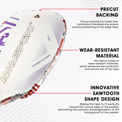AMASPORT 2Pack Pickleball Paddle Edge Tape 20/23/26mm Paddle Head Edge Guard Racket Edge Protection Tape