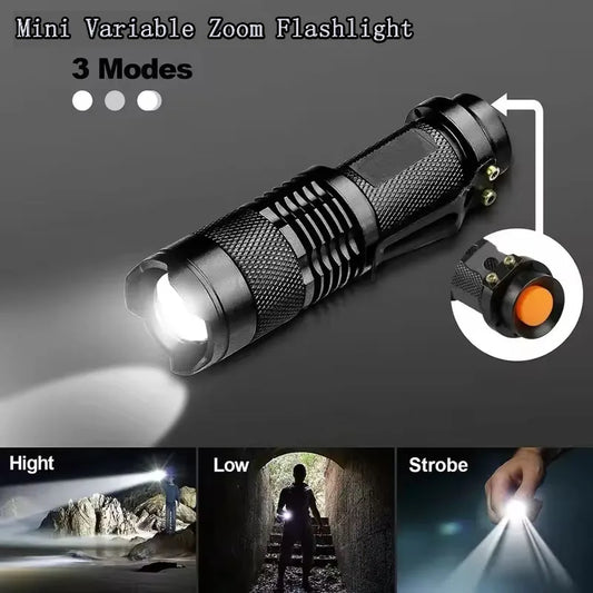 Portable LED Camping Lamps Tactical Flashlights 3-Mode Handheld Powerful LED Torch Light Lanterns Self Defense