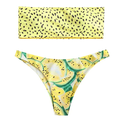 Bikinis Sets Swimsuit For Women Print Tube Up Two Pieces Bikini Push-Up Swimwear Beachwear For WomenFeminine Bikinis