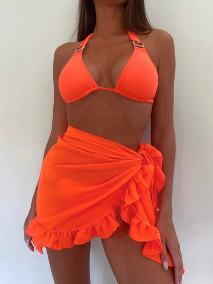 New Women Mesh Wrap Skirts Bikini Cover-Ups Ruffle Kaftan Sarong Sexy Beach Skirt Cover-Ups 9 Color