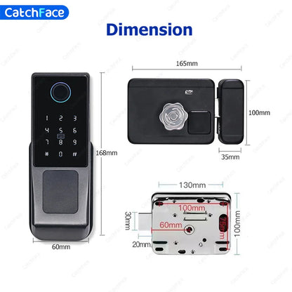 TTLock WIFI Version Built In Gateway Fingerprint Waterproof Outdoor Gate Passcode Rfid Card Keyless Smart Door Lock