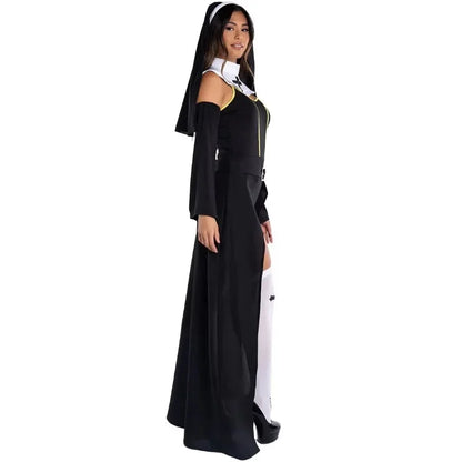 Fashion Sexy Halloween Nun Cosplay Costume Ladies Stage Costume Vampire Nun Costume Suits Carnival Maria Women Polyester Sets