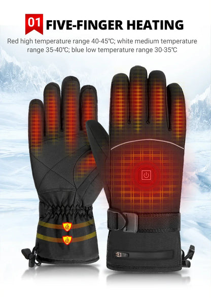 Electric Heated Gloves Thermal Heat Gloves Winter Warm Skiing Snowboarding Hunting Fishing Waterproof Heated Rechargeable Gloves