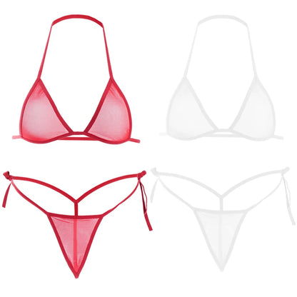 2PCS Women Sexy Lingerie Sets Ultra-thin Mesh Wirefree Bra Set Lingerie Ultra Hot Women's Transparent Exotic Underwear Sets