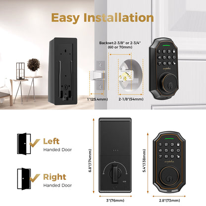 Arpha Smart Lock D180 100 Entry Codes 16 Anti Peeping Password Electronic Keypad Deadbolt Electronic Door Lock Low Battery Alarm