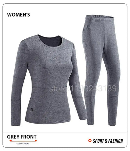 Winter Heated Thermal Underwear Men Heating Jacket Skiwear Heated Jacket Fleece Warm Top Pants USB Electric Heating Clothing