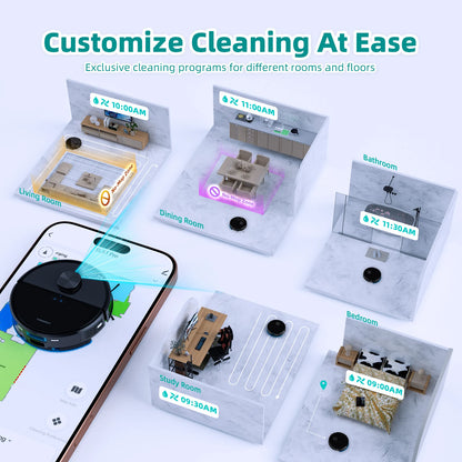 TOQEEBOT cleaning vacuum robot, 4500Pa suction power, 2.5L automatic emptying station, laser radar navigation, Wifi/app/Alexa