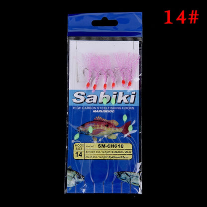 6pcs/set noctilucence Mackerel Feathers Bass Cod Sea Fishing Tackle Boat Luminous Fishing Hook Treble Fishing Lures