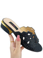 Italian Fashion Casual Flat Slippers Hollowed Out With Diamonds Women's Shoes African Party Outdoor Shoes