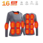Winter Heated Thermal Underwear Men Heating Jacket Skiwear Heated Jacket Fleece Warm Top Pants USB Electric Heating Clothing
