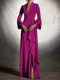 Freeacy Women Dress Floor Length Elegant Evening Party Dresses for Ladies Deep V-neck High Waist Pleated Dress Vintage Dress