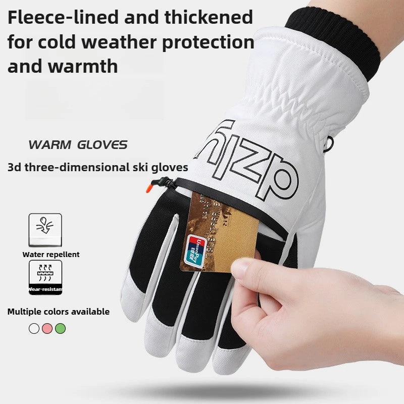 Winter Ski Gloves Fleece-lined Thickened Outdoor Riding Waterproof Windproof Non-slip Touchscreen Warm Gloves for Men and Women