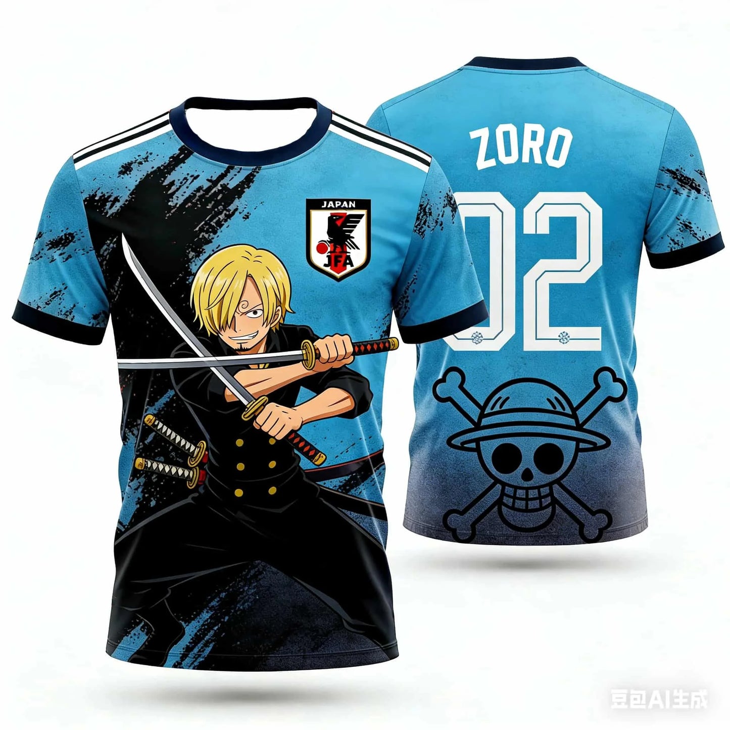 2026 Summer Japan One Piece Luffy Football Jersey Men T-shirt Football Special Jersey Adult Men's Quick-Drying T-shirt
