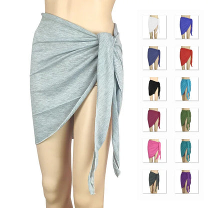 Summer Solid Bikini Cover Ups Shorts Pareo Wraps Sarong Skirt Swimsuit Beachwear Women Beach Skirts Swimwear Half Wrapped Skirt