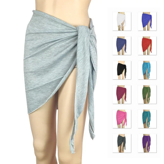 Summer Solid Bikini Cover Ups Shorts Pareo Wraps Sarong Skirt Swimsuit Beachwear Women Beach Skirts Swimwear Half Wrapped Skirt