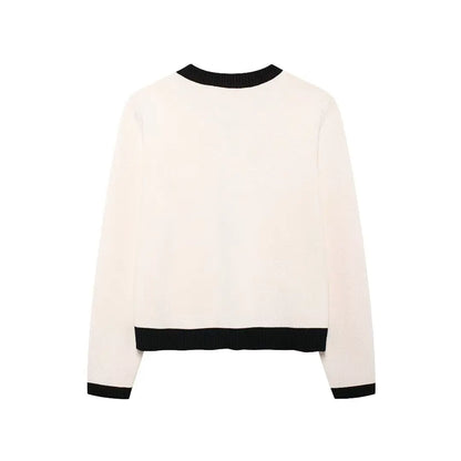 TRAFZA Autumn Fashion Women Sweater Coats Solid O-Neck Long Sleeves Pockets Buttons Single Breasted Female Casual Knitted Coat