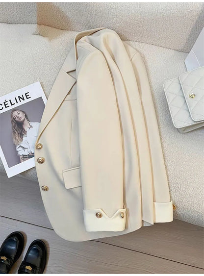 Autumn Winter Office Lady Blazer Jacket Women 2024 Fashion Long Sleeve Coat Woman Blazers Feminino New In Outerwears Casual